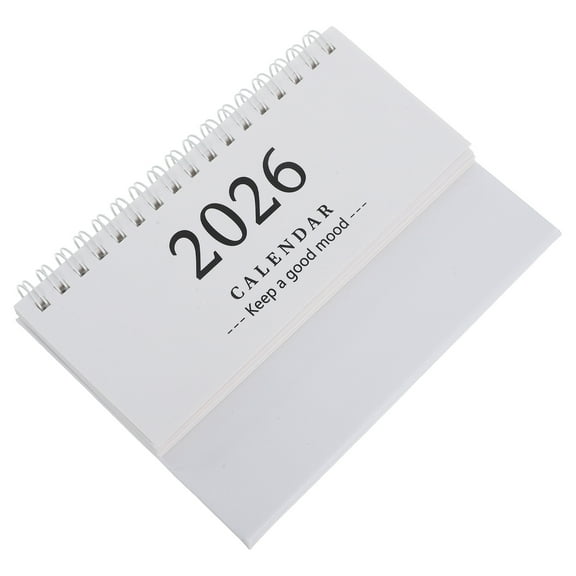 PENIKOKO 2026 Small Desktop Calendar White Foldable Standup Organizer for Office Desk