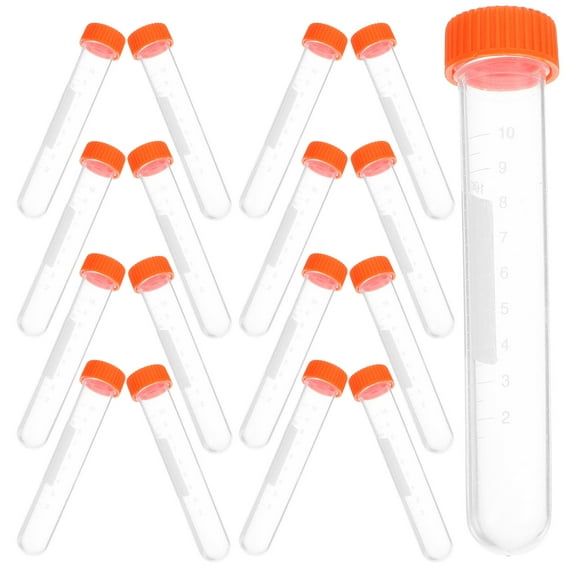 PENIKOKO 20-Pack 10ml Plastic Test Tubes, 4 Inch Cylindrical Lab Tubes for Science Experiments and Sample Storage