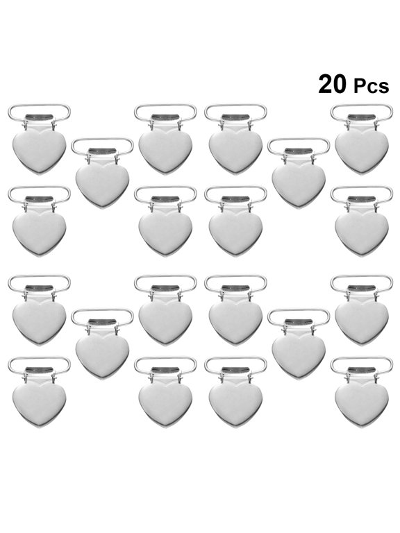 20Pcs Durable Plated Silver Metal Suspender Clips for Clothes Hat and Mitten Crafting
