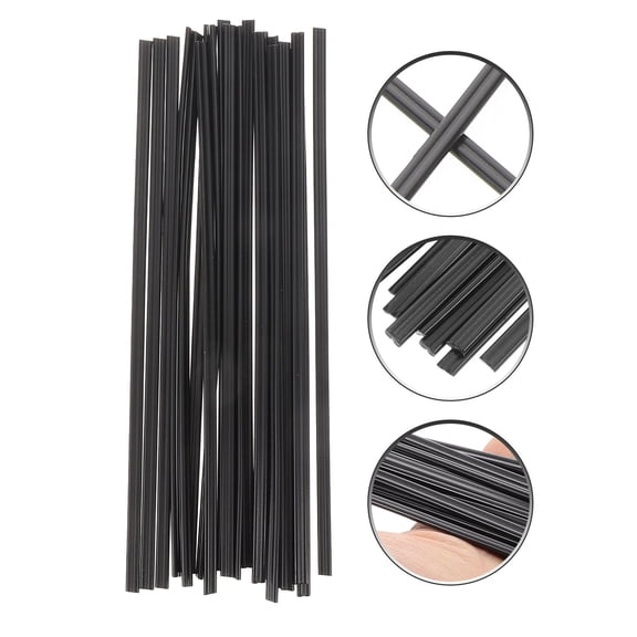 PENIKOKO 20 Pieces Black PP Plastic Welding Rods Flat Design for Strong and Plastic Bonding