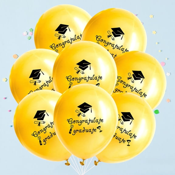 PENIKOKO 20Pcs Rubber Balloon Gold Graduation Party Decorations Reusable Latex Balloons