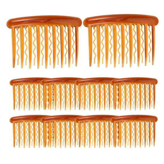 PENIKOKO 24 Pieces Plastic Bridal Veil Hair Combs with Coffee Teeth Side Styling Combs for Wedding Hair Accessories