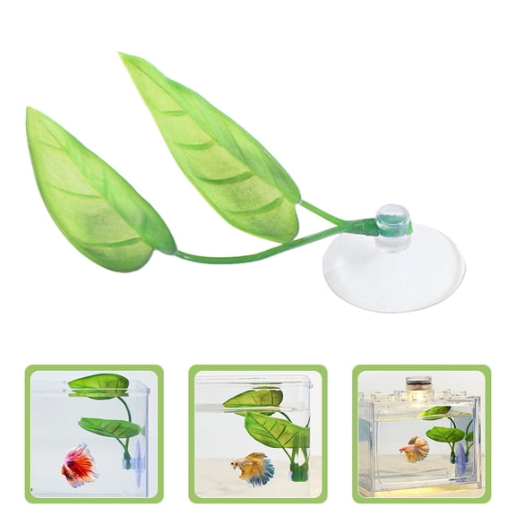 PENIKOKO 2-Pack Light Green PVC Betta Fish Leaf Hammock Resting Bed Aquarium Accessories for Fish Tank Decoration