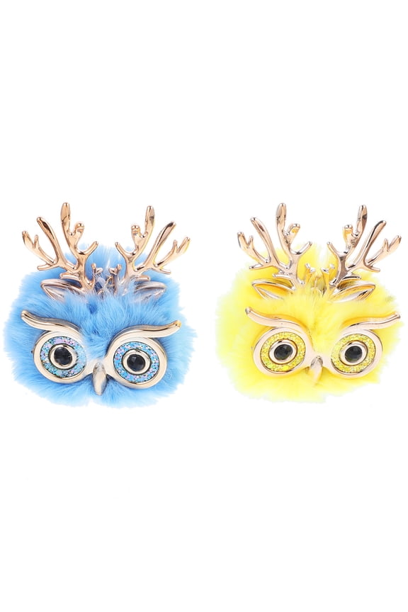 2PCS Plush Owl Keychain Set Cute Yellow Animal Charm Accessories Birthday
