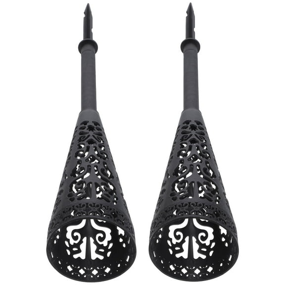 PENIKOKO 2Pcs Black Plastic Cemetery Flower Vase with Stake Secure Lawn Flower Holder