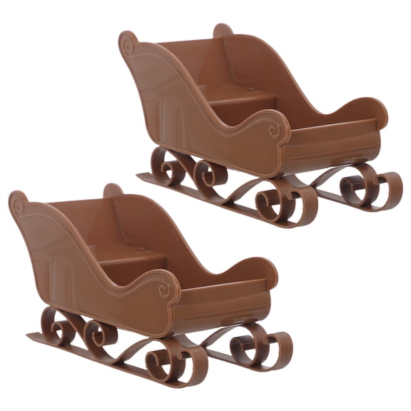 PENIKOKO 2-Pack Brown Santa Sleigh Candy Holders Holiday Decorations for Christmas Tree Under Tree Display