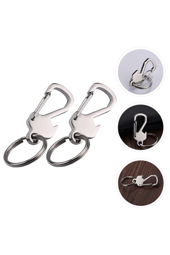 2Pcs Durable Plated Car Key Ring Holder with Waist Hanging Design for Easy Carry