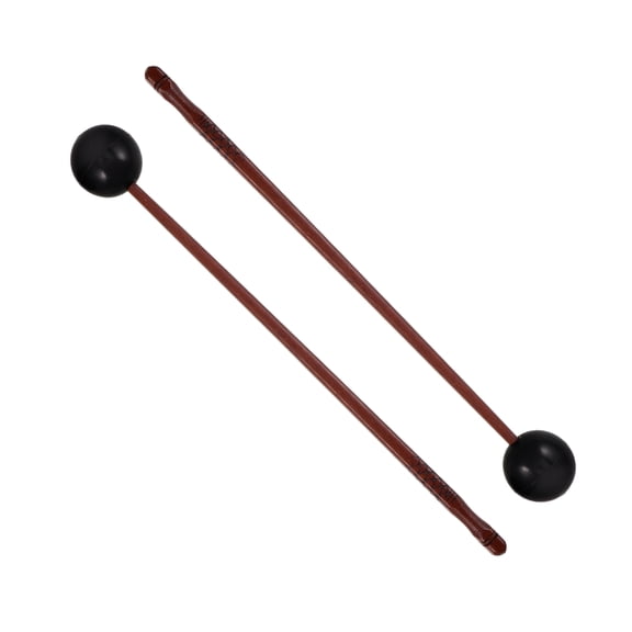 PENIKOKO 2Pcs Durable Wood Bell Mallets Drumsticks Rubber Brown For Percussionists