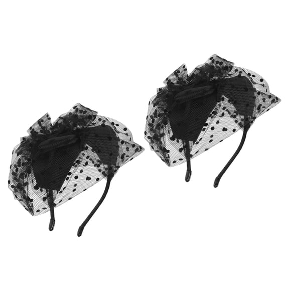 PENIKOKO 2Pcs Elegant Black Mesh Veil Headband Bridal Fascinator with Bow for Tea Party