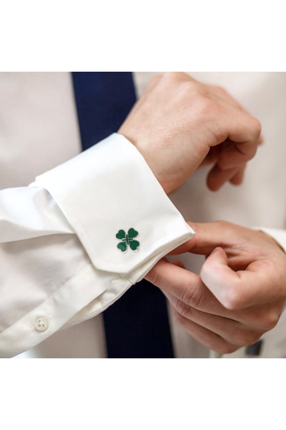 2Pcs Green Alloy Cufflinks with Enamel Detailing for Business and Casual Wear