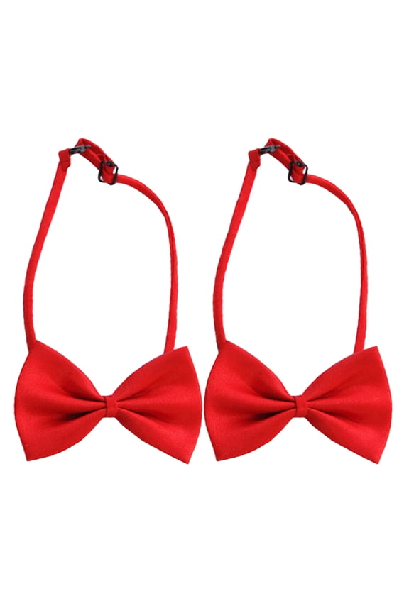 2-Pack Men's Red Pre-Tied Polyester Bow Ties for Formal Events, Weddings, Bachelor Parties, and Special Occasions