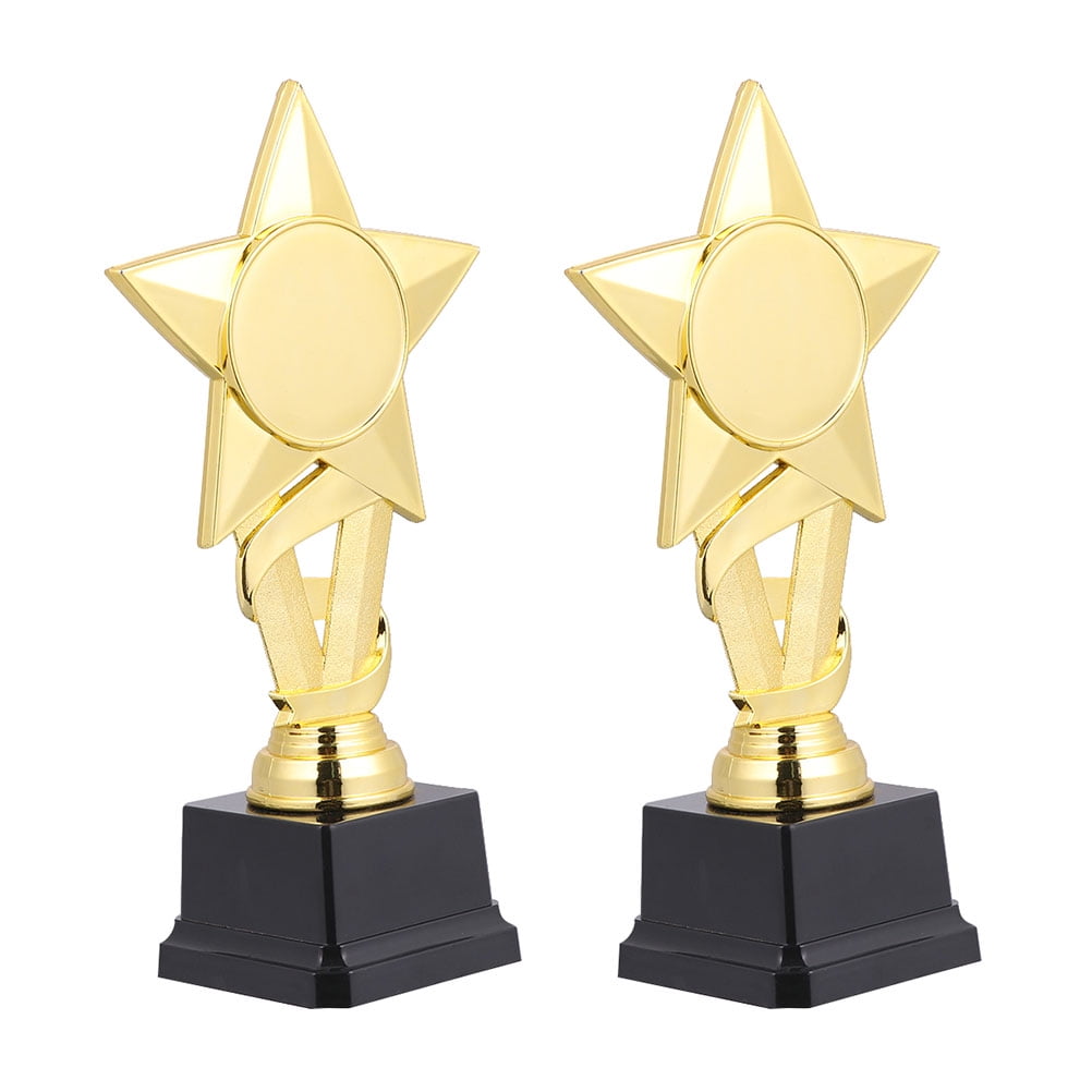 PENIKOKO 2-Pack Plastic Award Trophies with Golden Star, Lightweight Competition Prizes, Portable Recognition Awards