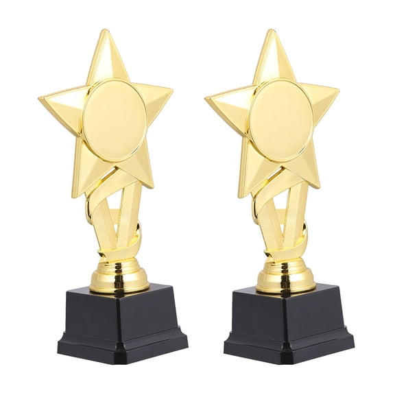 PENIKOKO 2Pcs Plastic Award Trophy Golden Star Competition Prize Lightweight and Portable