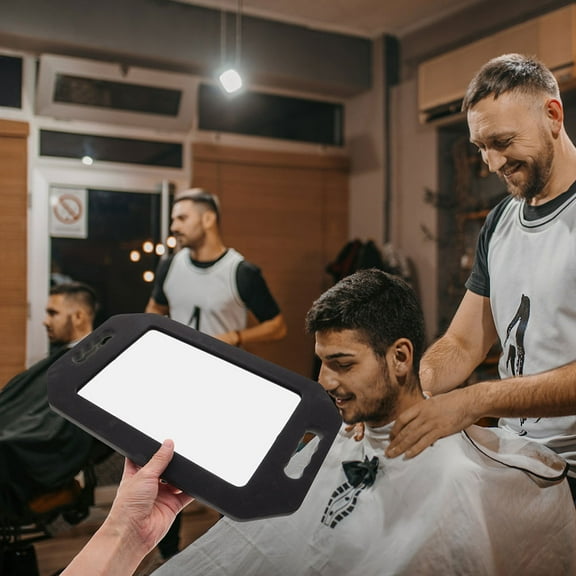 PENIKOKO 2Pcs Portable Black Hand Mirrors for Barbers with Foam Cushion Handle Durable for Salon Use