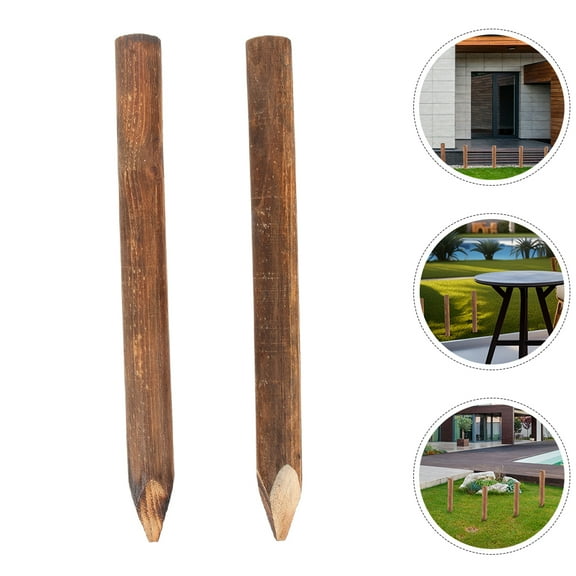 PENIKOKO 2Pcs Portable Carbonized Wood Fence Pole for Outdoor Decor and Tree Support 11.8x1.6x1.6in
