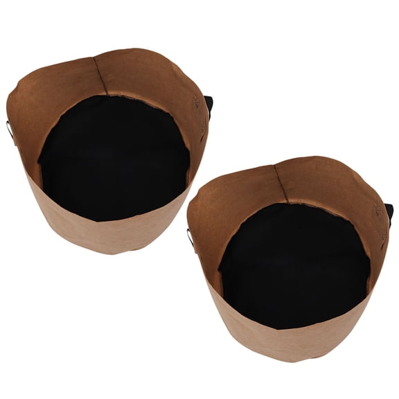 PENIKOKO 2Pcs Round Bucket Planting Pouches Khaki with Strong Handles for Easy Moving and Plant Growth
