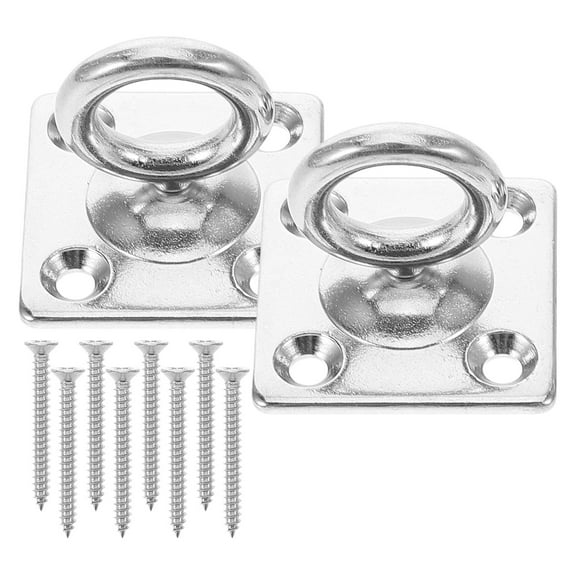 PENIKOKO 2Pcs Stainless Steel Pad Eyes Plate Hook Heavy Duty Hanging Plate Hook for Boating 1.30X1.30X1.26In