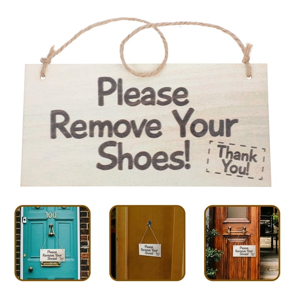 PENIKOKO 2-Pack Indoor Take Out Shoes Sign, Rectangular Shape, 11.8 x 3.9 Inches, and Clear Warning Sign