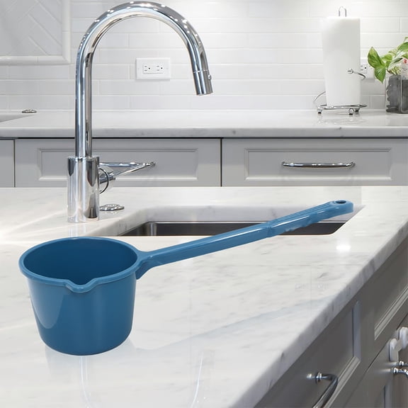 PENIKOKO 2Pcs Thick Bathing Spoon Blue PP Water Scoop with Handle for General Public