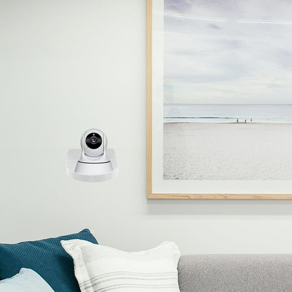 PENIKOKO 2Pcs White Adhesive Wall Mount Camera Holder No Drill Stable Floating Shelf for Home and Office