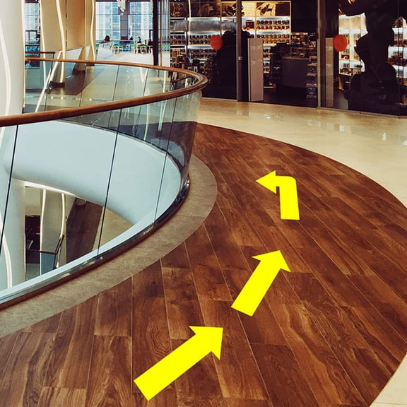 PENIKOKO 2Set Floor Decals Directional Arrow Sign Yellow PVC Simple Design