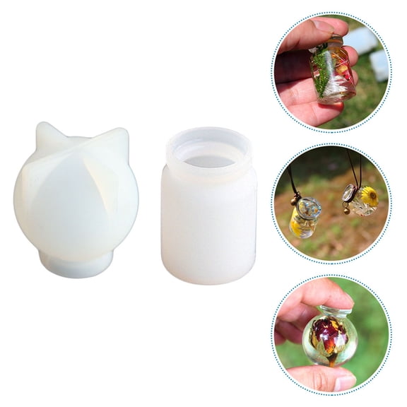PENIKOKO 2pcs Mini Silicone Bottle Molds for Pendant Casting, Empty Drifting Bottle Jars, Home Decoration and Storage Accessories