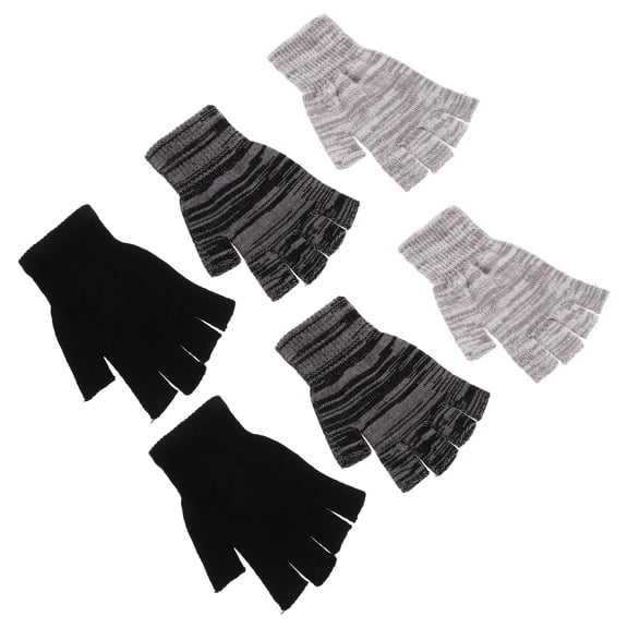 PENIKOKO 3 Pairs Work Gloves For Cold Weather Black Knitted Acrylic Fibers