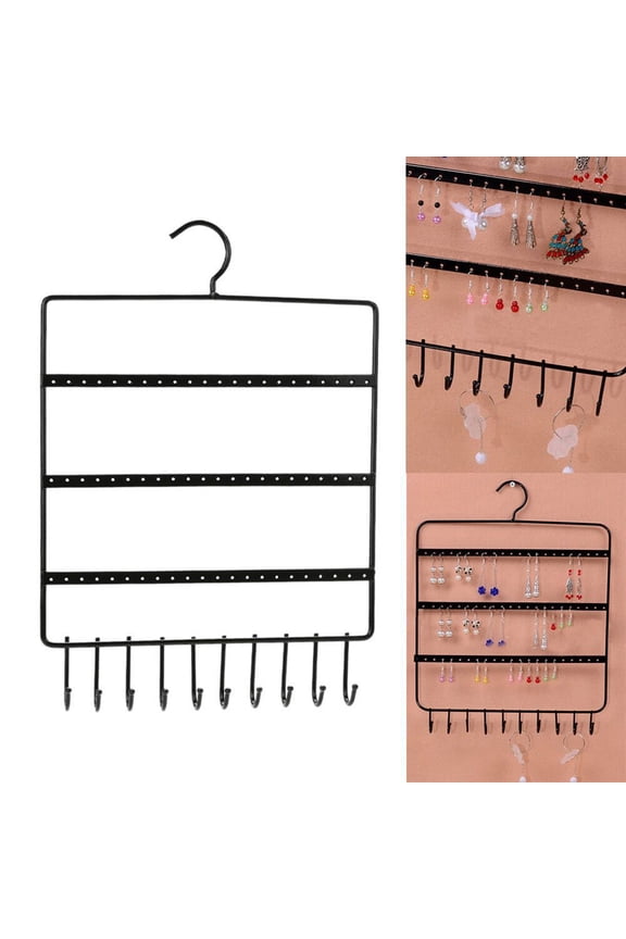 -Tier Metal Earrings Holder Wall Mount Jewelry Organizer Rack for Earring Storage and Display