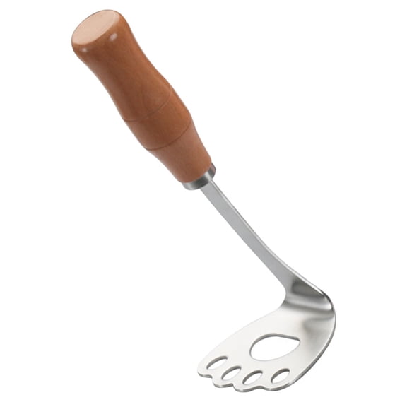 PENIKOKO 304 Stainless Steel Kitchen Masher Tool with Wooden Handle for Home Cooking 1Set
