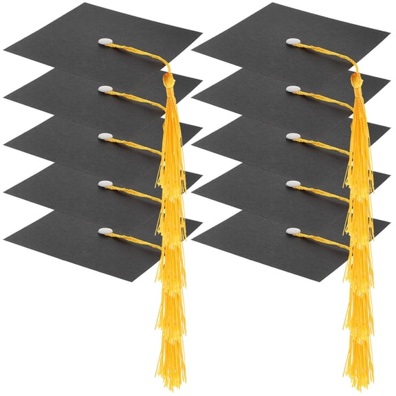 PENIKOKO 30Pcs Mini Hat Ornament Black Paper Polyester Graduation Party Beverage Bottle Caps