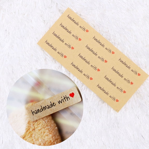 PENIKOKO 360pcs Kraft Label Stickers Long Strip Khaki Simple Design For Valentines Day