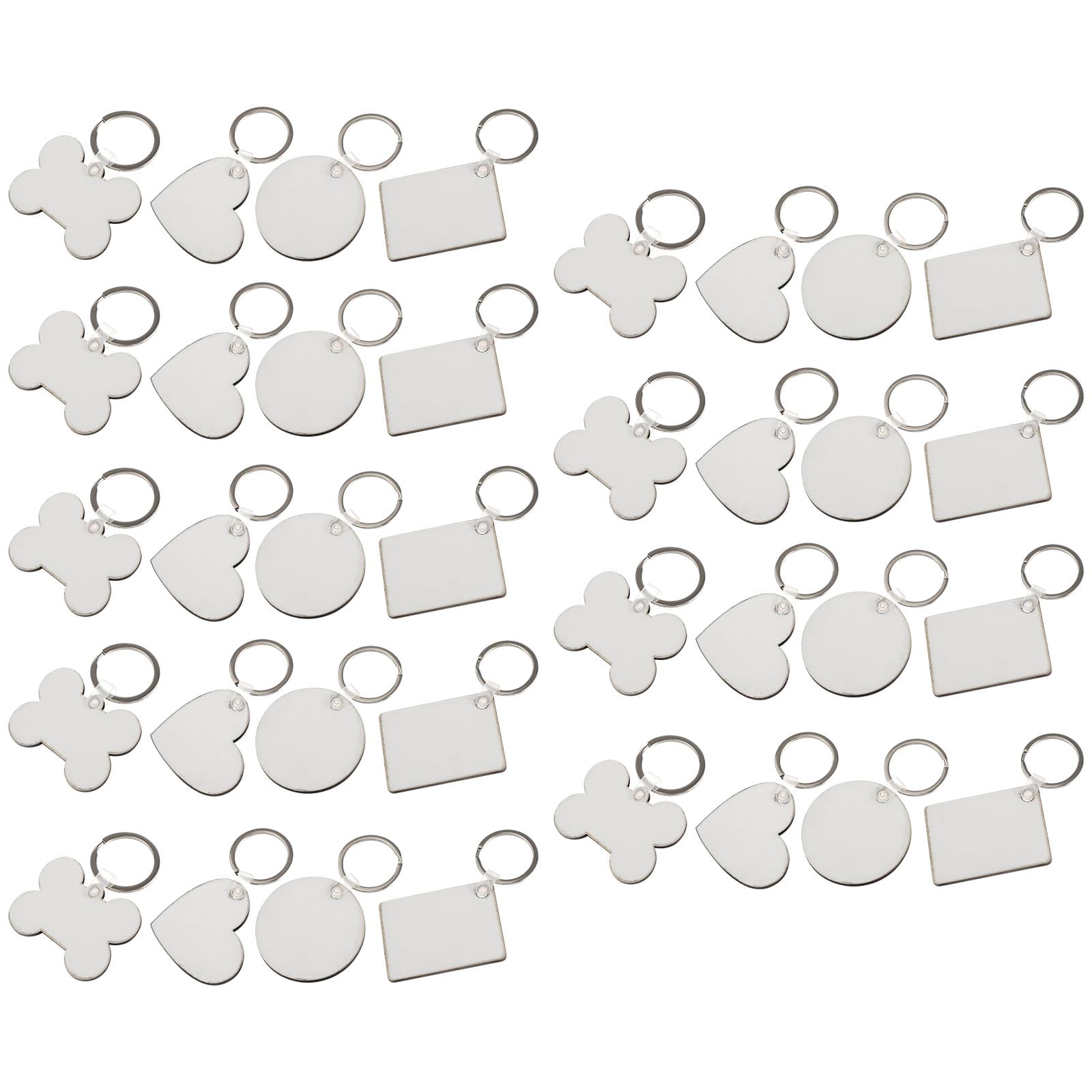 PENIKOKO 36Pcs Heat Transfer Keychain Silver Mdf Blank Key Ring for Creative DIY Accessories