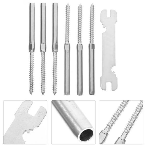 PENIKOKO 3Pairs 316 Inch Cable Railing System Kit with Steel Lag Screws for Wooden Posts