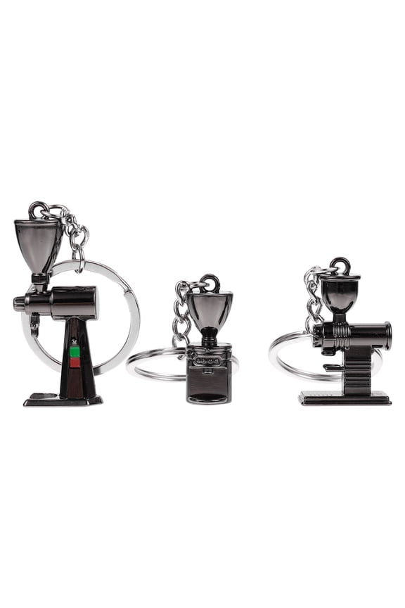 3-Pack Coffee Machine Keychains Metal Key Retro Style Bag Charms Multi-Purpose Daily Use Accessories