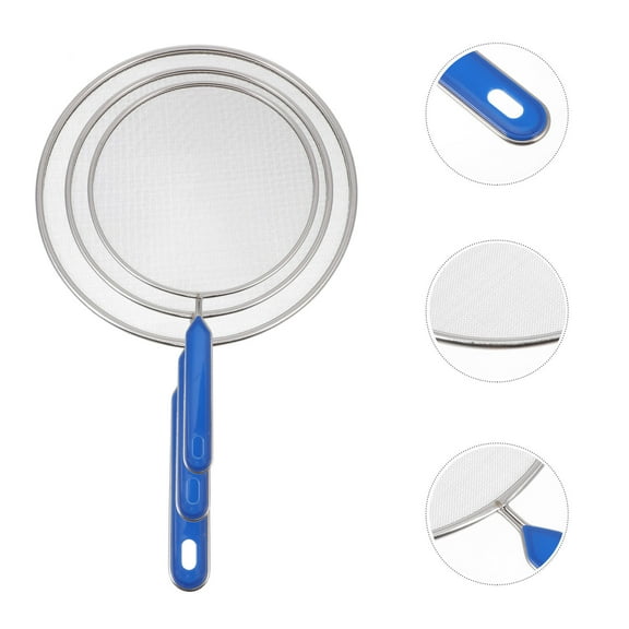 PENIKOKO 3-Piece Stainless Steel Cooking Grease Shield Covers, Anti-Spill Oil Splash Guards, Kitchen Cooking Supplies, Assorted Colors