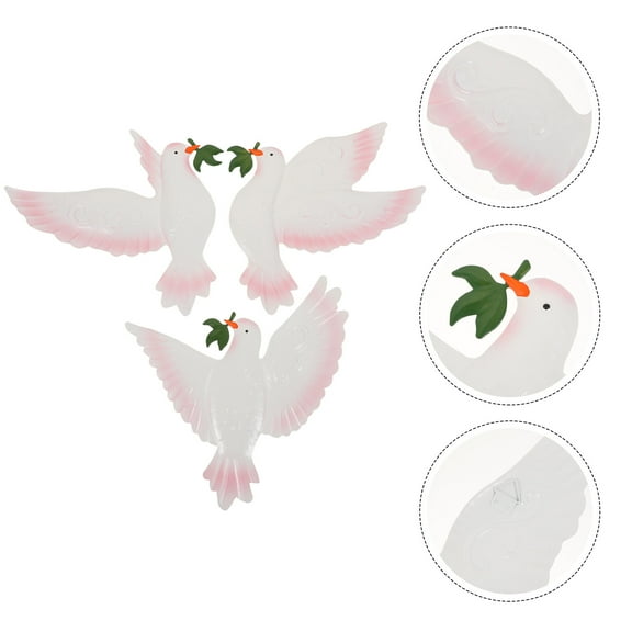 PENIKOKO 3-Piece White Iron Wall Hanging Decorations for Home Decor, Indoor Outdoor Bird Art Accents