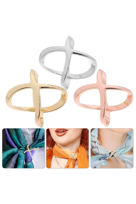 3Pcs Scarf Rings Elegant Design for Women Assorted -shaped Dates