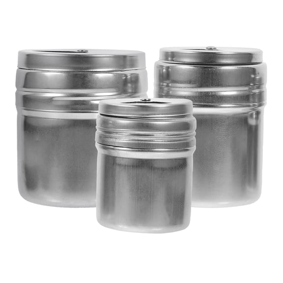 PENIKOKO 3Pcs Silver Barbecue Seasoning Jars with Perforated Lid for Kitchen and Restaurant