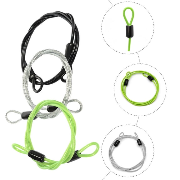 PENIKOKO 3Pcs Steel Wire Rope Cable Lock with Double Loop for Bike and Luggage Use