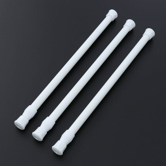 PENIKOKO 3-Pack White Adjustable Tension Rods with Threaded Ends for Curtains, Closet, and Shoe Rack Use