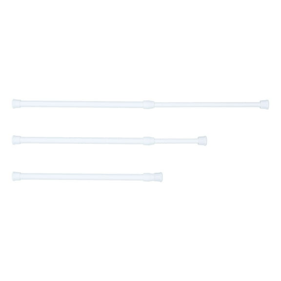 PENIKOKO 3-Pack White Adjustable Tension Rods with Threaded Ends for Curtains, Closet, and Shoe Rack Use