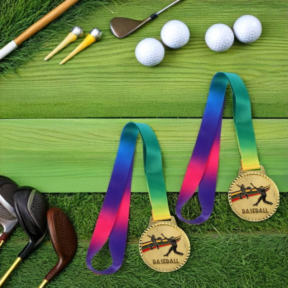 PENIKOKO 3pcs Award Medals For Baseball Competition Golden Zinc Alloy Sports Achievement For Athletes