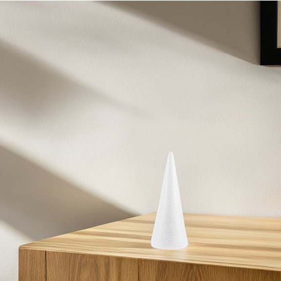 PENIKOKO 3pcs White Foam Cone Craft Shapes for DIY Holiday Decorations