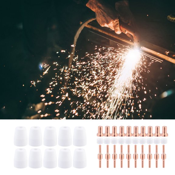 PENIKOKO 40Pcs Copper Plasma Cutting Nozzle Shield Wear Resistant Compatible with Cutting Torch