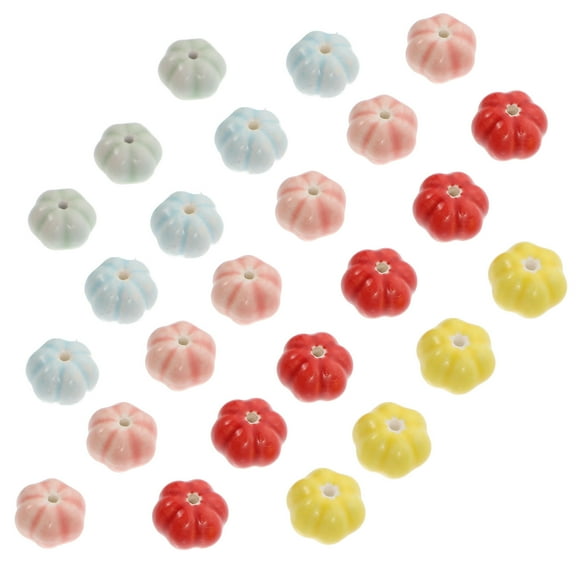 PENIKOKO 40 Pieces Pumpkin Beads Bracelets Assorted Colors Jewelry Charms for Craft Making and Thanksgiving Decorations