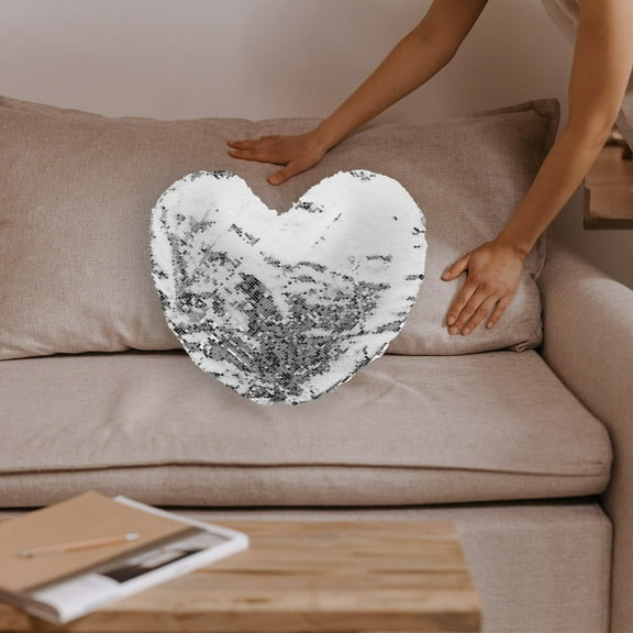 PENIKOKO Valentine's Day Heart Shaped Sequin Pillow Decorative Cushion for Home and , 1 Piece