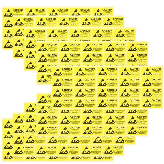 PENIKOKO 450pcs Yellow Caution Stickers, Synthetic Material, Ideal for School, Wall, and Outdoor Use