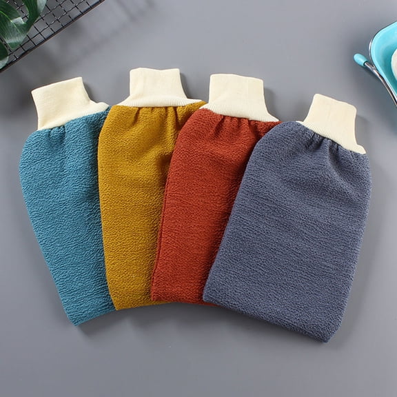 PENIKOKO 4PCS Exfoliating Mitts Washcloths Green Artificial Fiber Rubbing Back Towel for Bathing Supplies