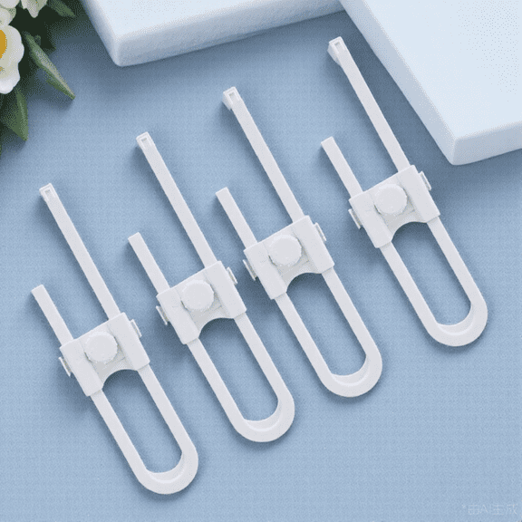 PENIKOKO 4Pcs Adjustable Sliding Cabinet Lock for Home Use White Plastic Security Safety