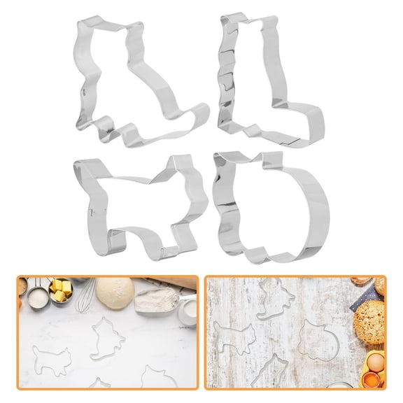 PENIKOKO 4Pcs Cake Molds for Kitchen Baking Featuring Cute Cat Designs and Easy Dough Press